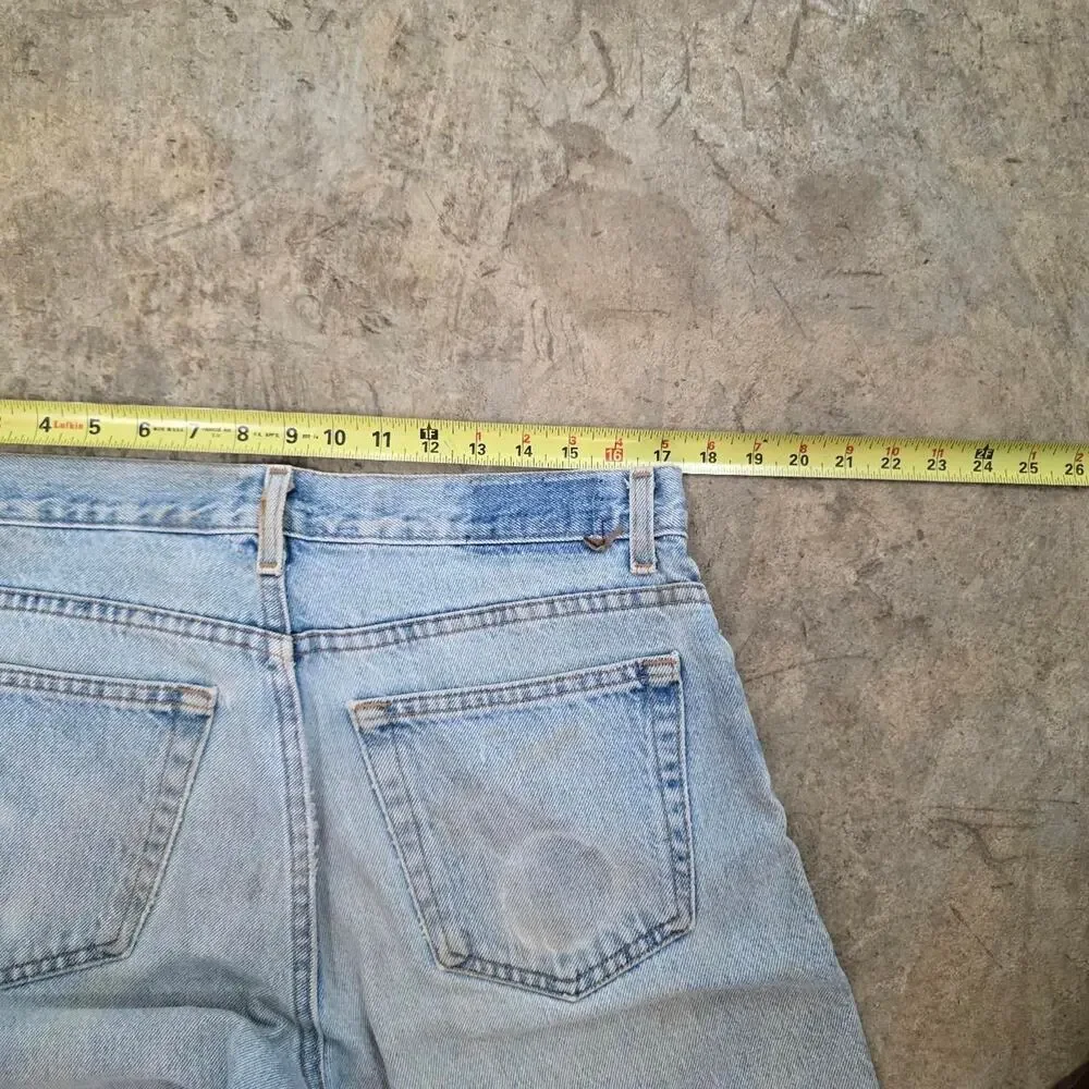 Vintage Distressed and Pocket Faded Denim Blue Jeans (34x30)
